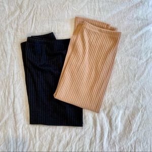 NWOT Set of 2 Sheln Ribbed Midi Skirts - Black & Khaki Size M